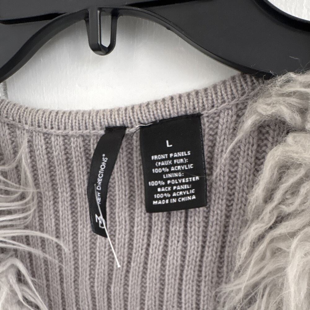 New Directions Gray Faux Fur Open Front Sleeveless Short Vest Women’s L - Picture 3 of 5